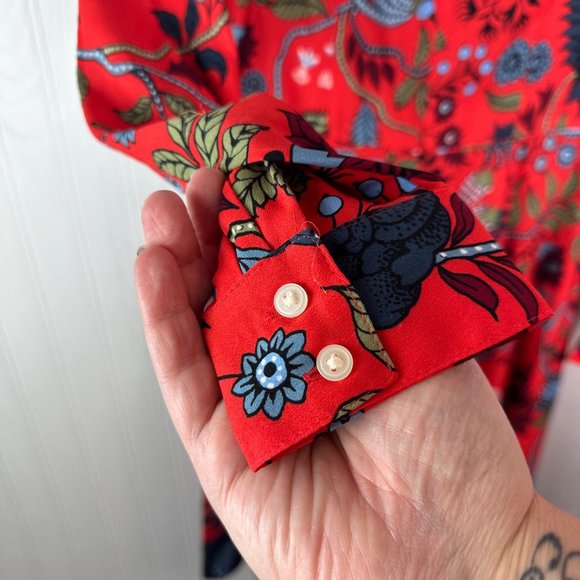 Loft Red floral dress size 8 - Picture 5 of 6